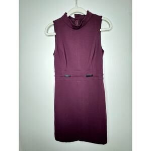 Etcetera Women’s Sleeveless Burgundy sheath dress w/ metal accents Size 4